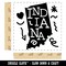 Indiana State with Text Swirls Square Rubber Stamp for Stamping Crafting